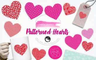 Patterned Hearts illustration pack - Vector Image