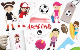 Sport Girls illustration pack - Vector Image