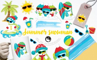 Summer snowman illustration pack - Vector Image