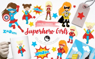 Superhero girls illustration pack - Vector Image