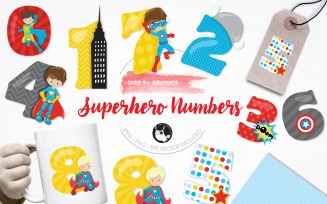 Superhero numbers illustration pack - Vector Image