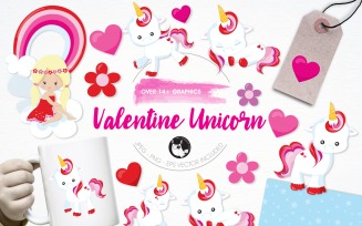Valentine unicorn illustration pack - Vector Image