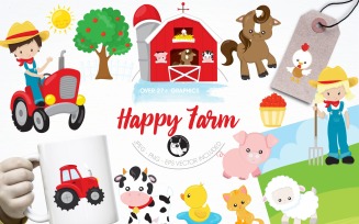Happy farm graphics & illustrations - Vector Image