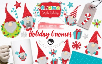 Holiday gnomes illustration pack - Vector Image