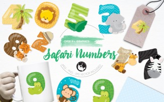Safari numbers illustration pack - Vector Image