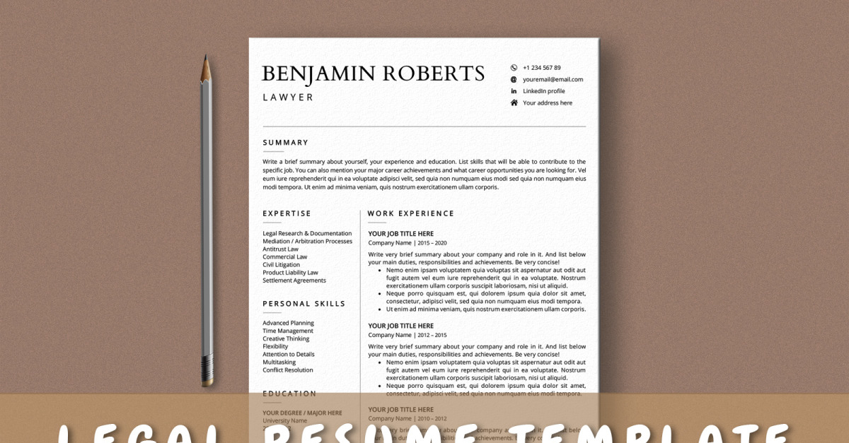 Benjamin Roberts Legal Resume Template - TemplateMonster