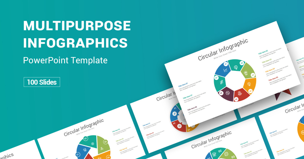 Mehrzweck-Infografiken PowerPoint-Vorlage - TemplateMonster