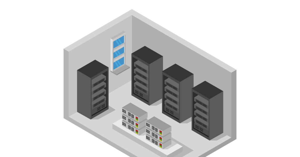 Isometric Server Room Vector Image TemplateMonster