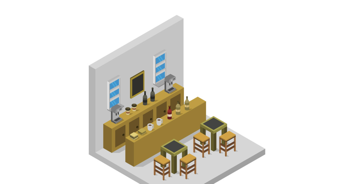Isometric bar room on a white background - Vector Image