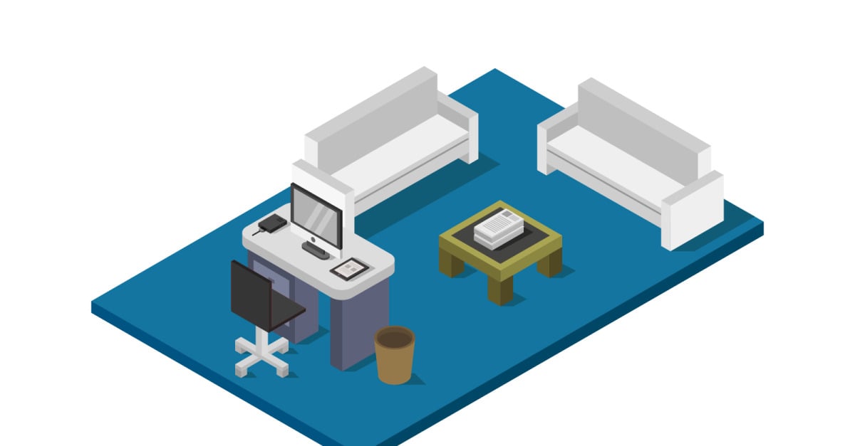 Isometric office room on white background - Vector Image