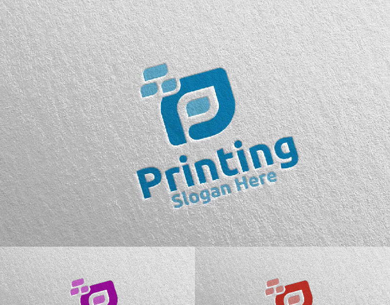 Letter P Printing Company Vector Design Concept Logo Template