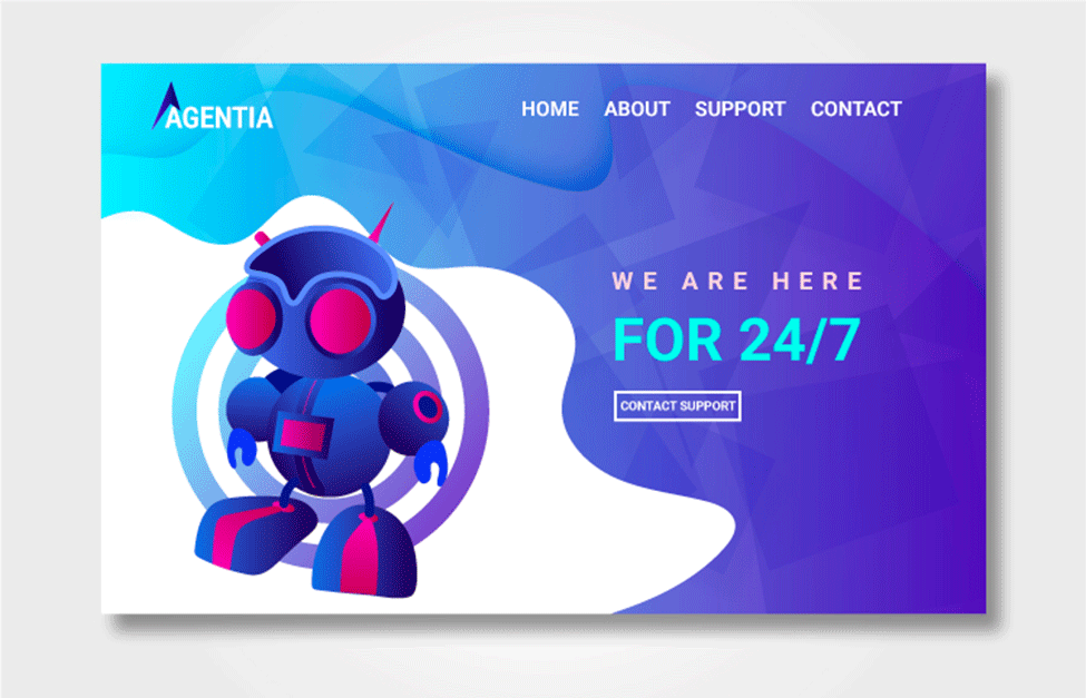 Cute Robot and Website Header - Illustration