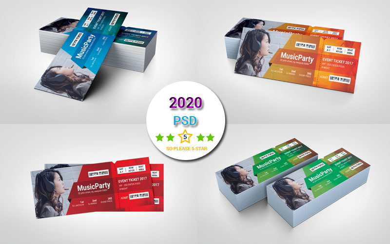Blue Color Event Ticket - Corporate Identity Template