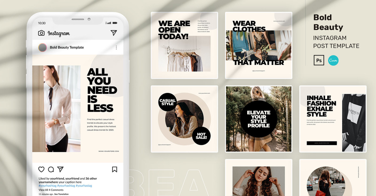 Bold Beauty Instagram Post PSD Template for Social Media