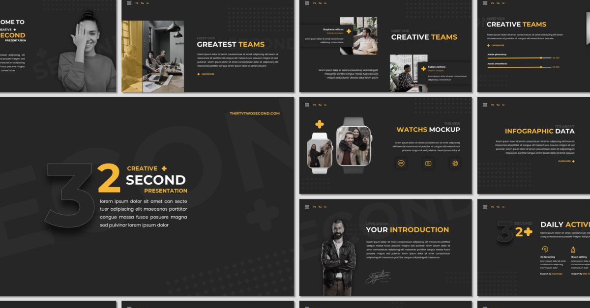 32 Second PowerPoint template #115784 - TemplateMonster