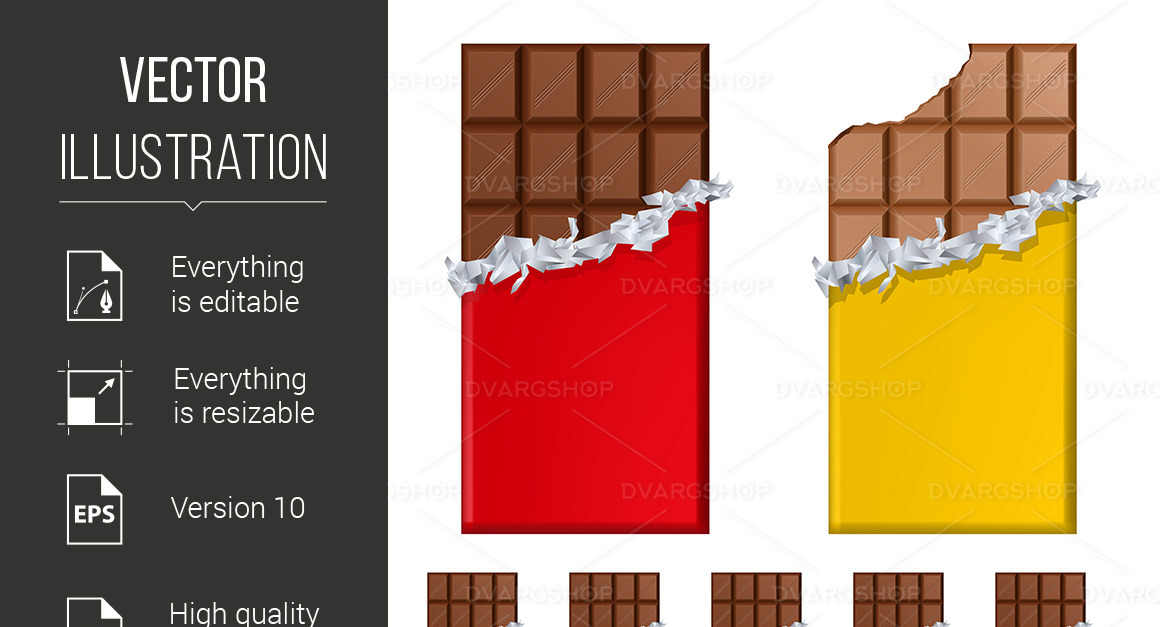 Set of Chocolate Bars in Colorful Wrappers - Vector Image