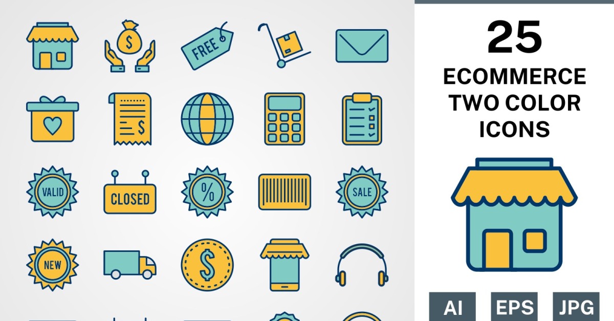 25 ECOMMERCE FILLED TWO COLORS PACK Icon Set