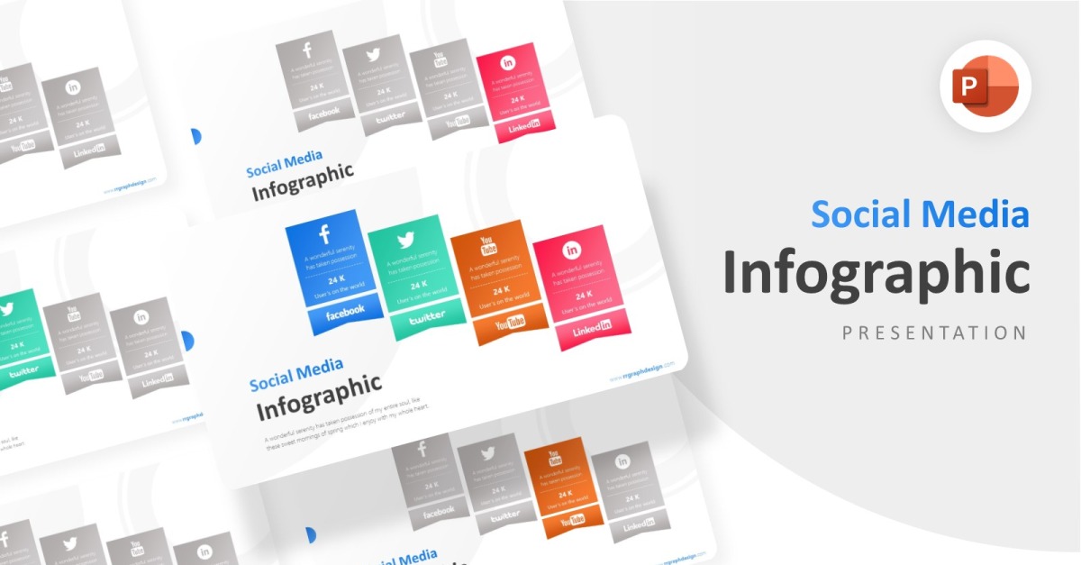 Four Options with Social Media Infographic PowerPoint template