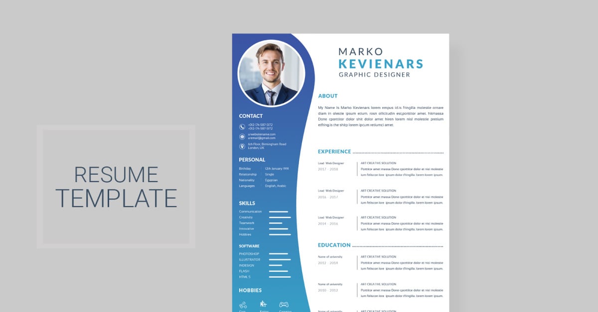 Simple Design Resume Template #117162 - TemplateMonster