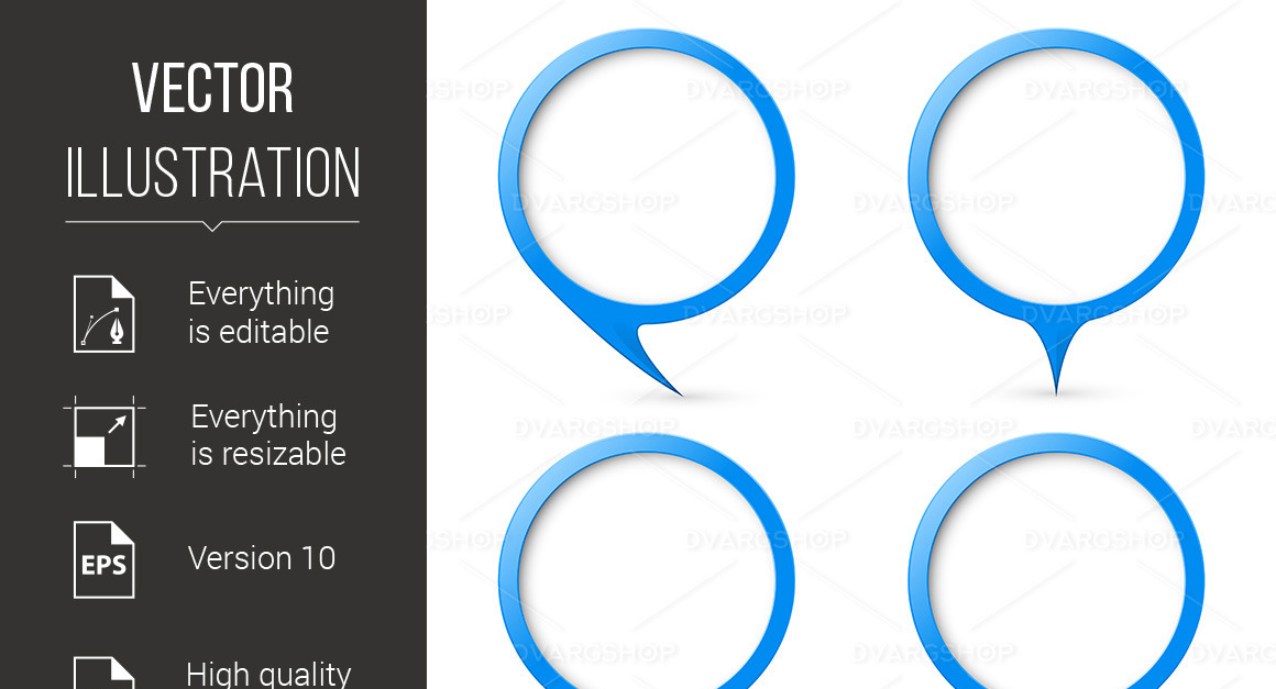 Blue Map Text Marker - Vector Image #117488 - TemplateMonster