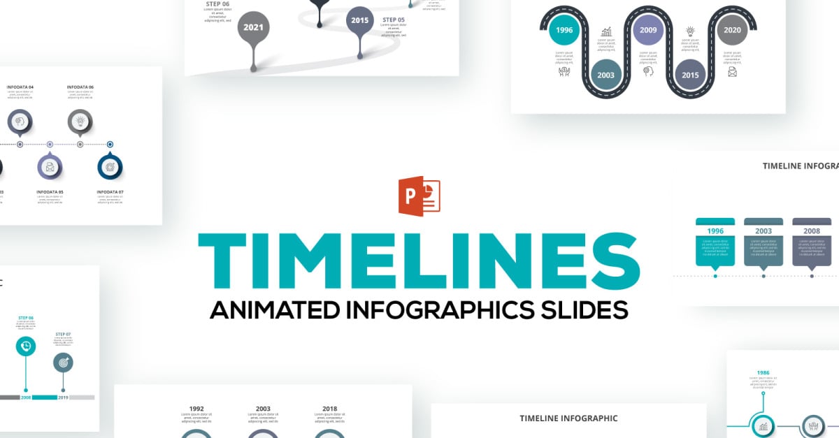 Zeitleisten Animierte Infografiken PowerPoint-Vorlage