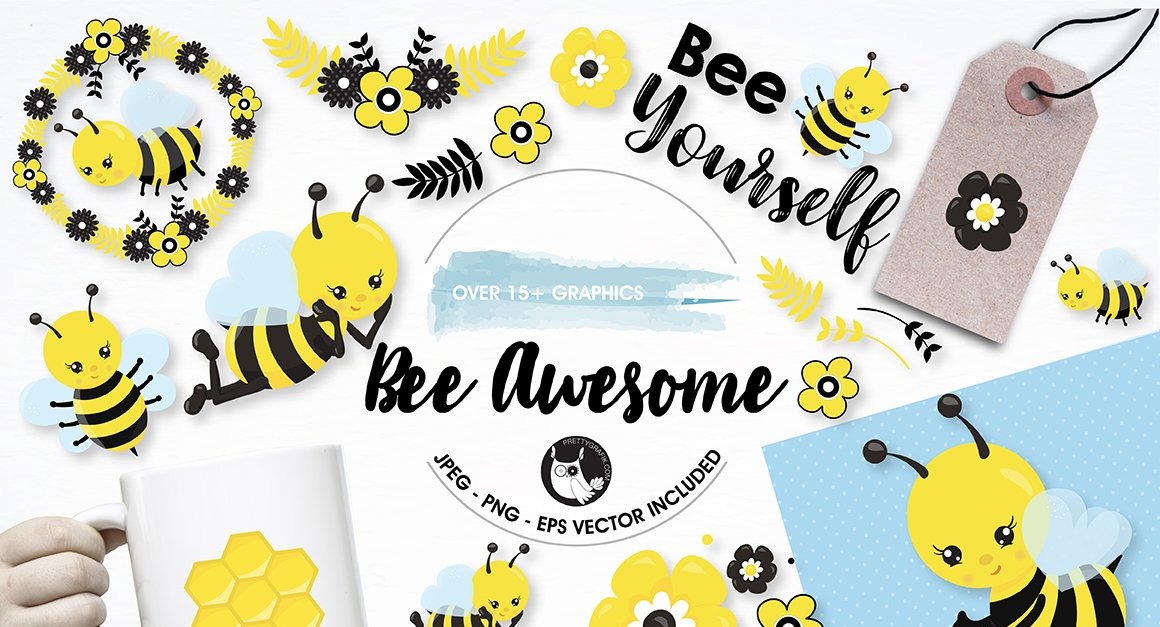 Bee awesome graphics illustrations - Vector Image