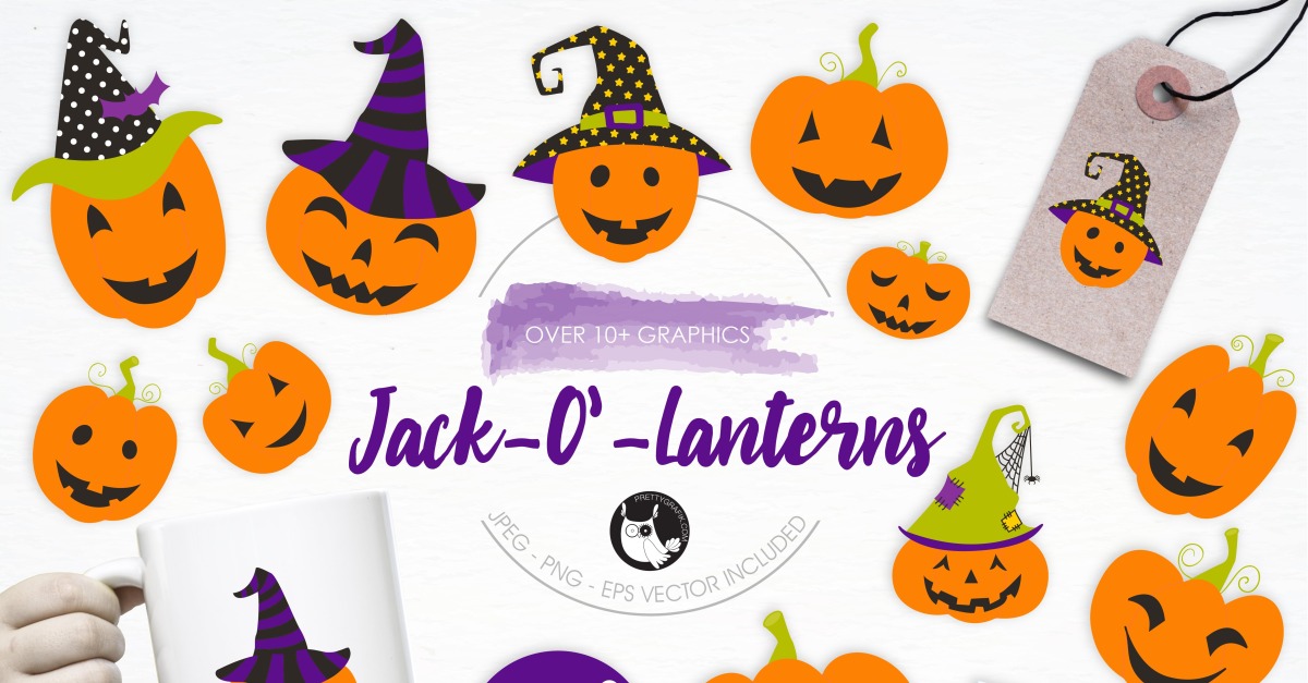 Jack O Lanterns illustration pack - Vector Image