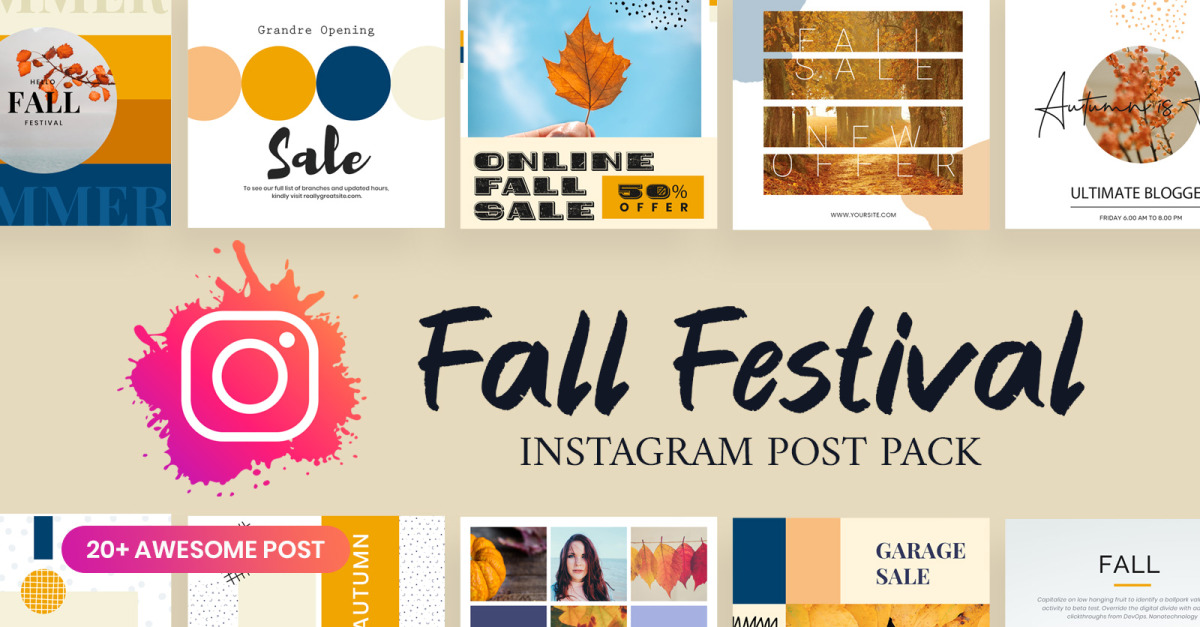 Autumn Fall Festival Instagram Posts Social Media Template