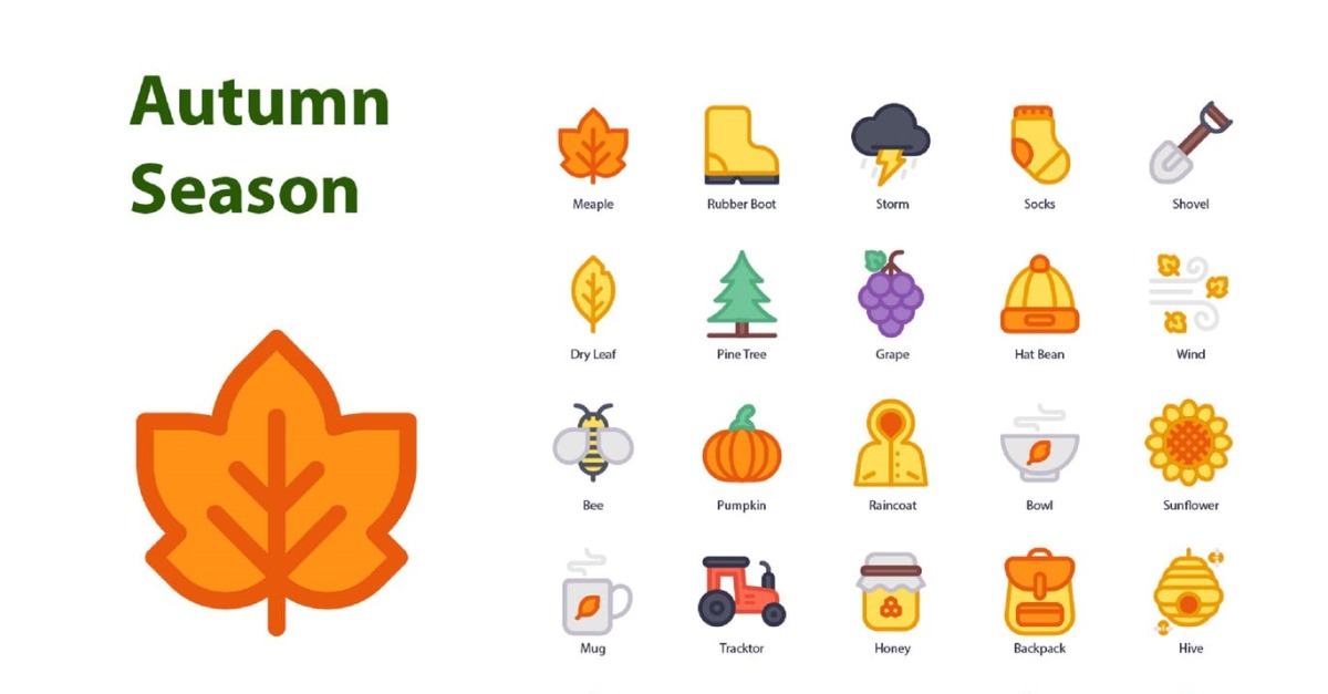 Autumn First Season (Filled) Icon Set - TemplateMonster