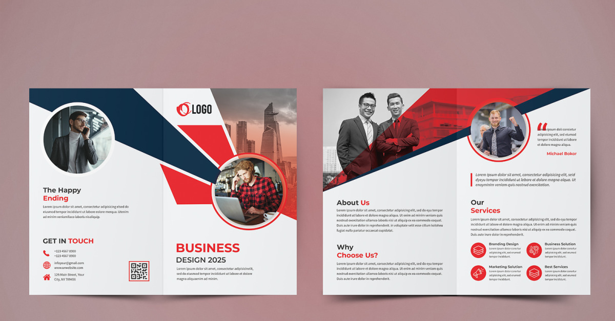 Business Bifold Brochure Design - Corporate Identity Template