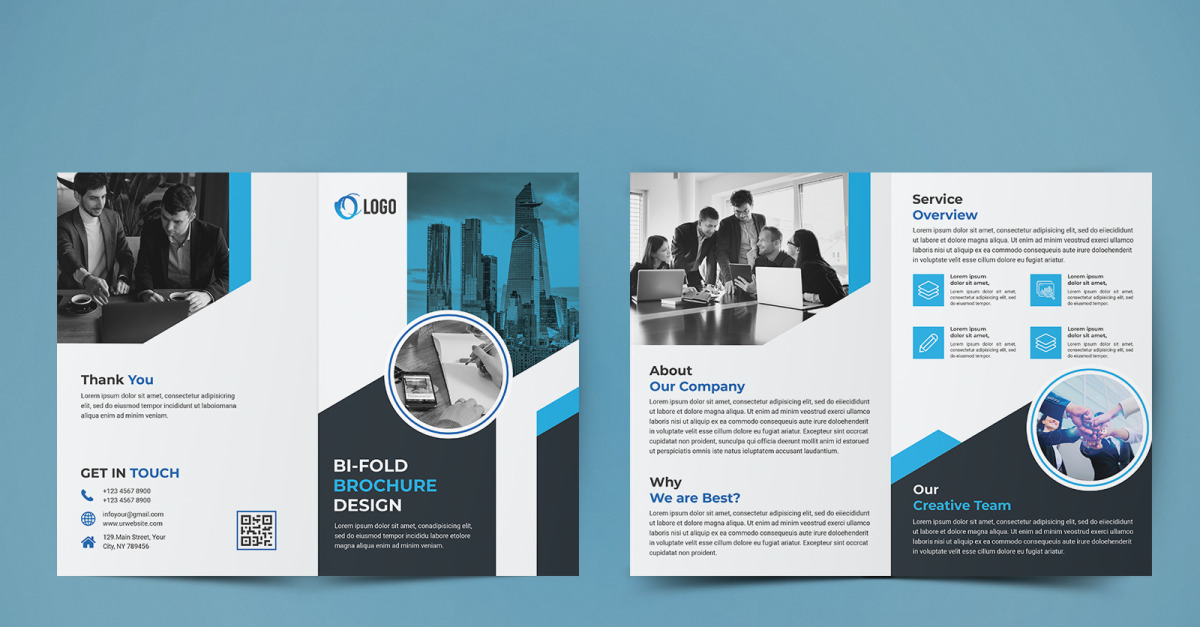 Free Business Bifold Brochure Design - Corporate Identity Template