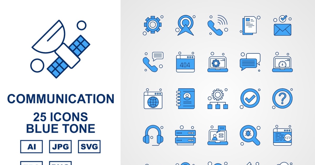 25 Premium Network And Communication Blue Tone Pack Icon Set