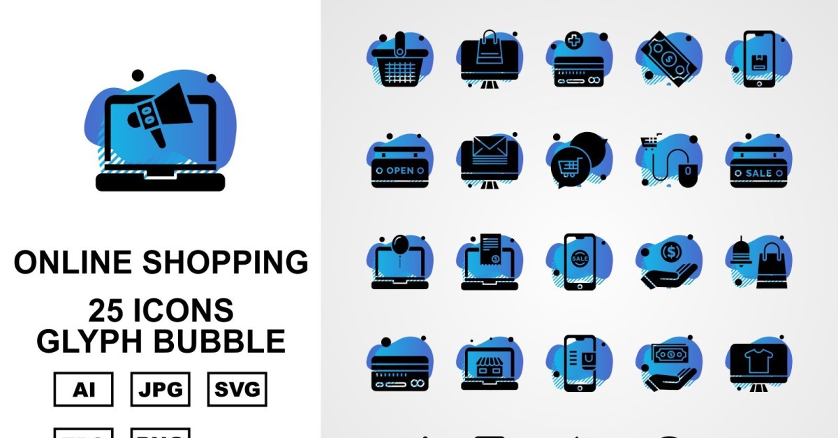 25 Premium Online Shopping Line Brush Pack Icon Set