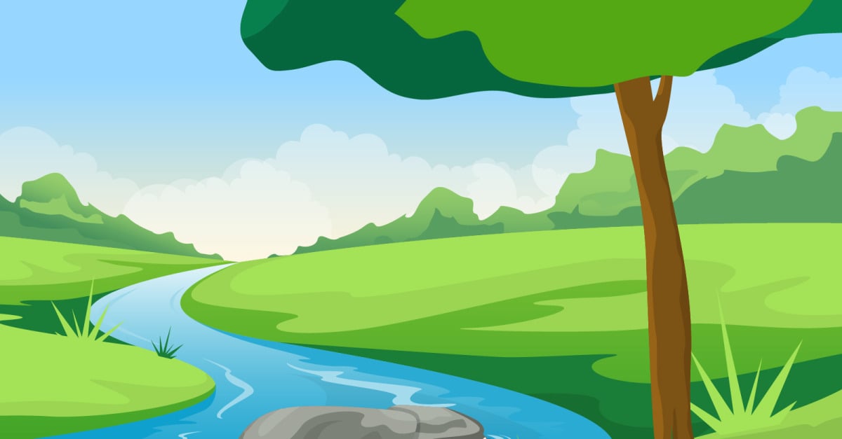 River Rural Landscape - Illustration - TemplateMonster