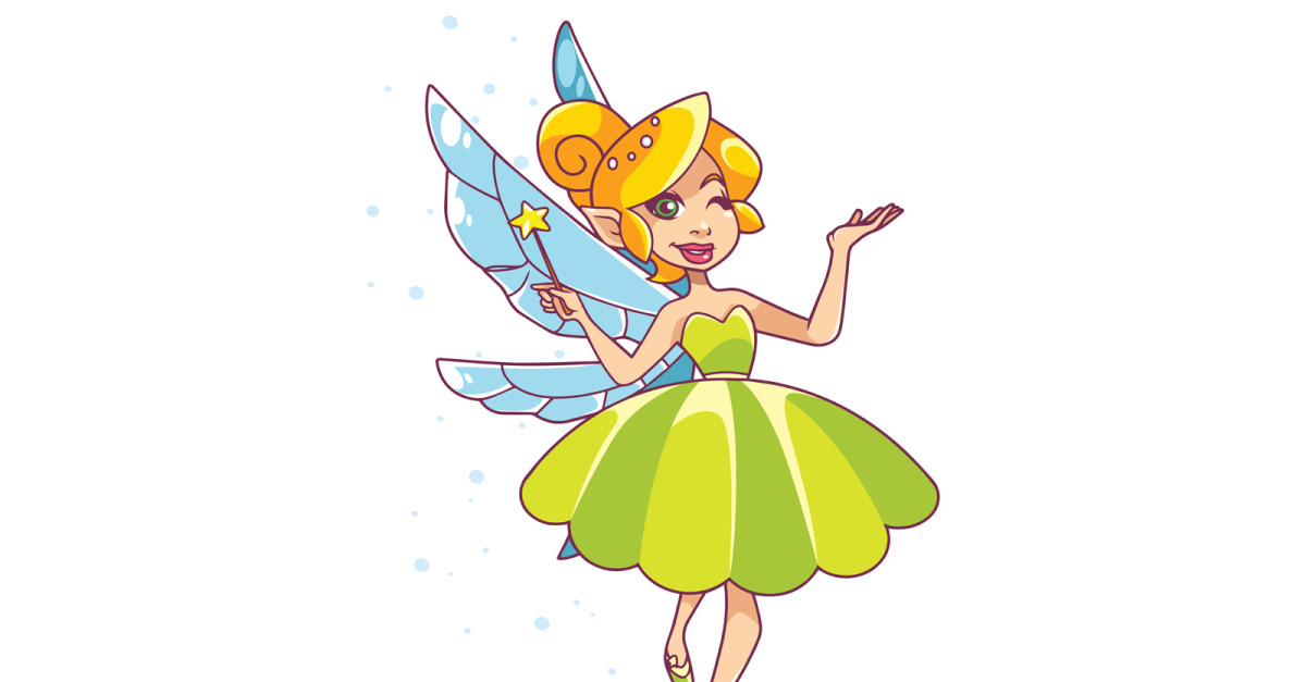 Fée verte sur blanc Illustration 124995 TemplateMonster