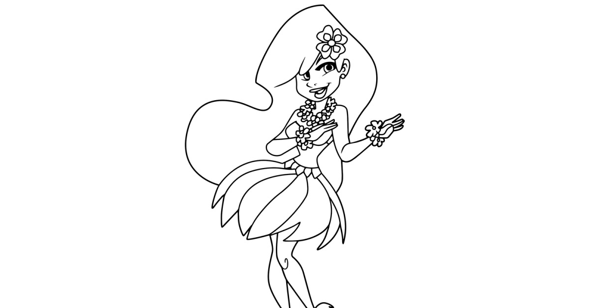 Hula Girl Line Art - Illustration #125293 - TemplateMonster