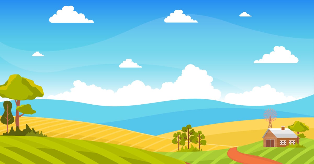 Agriculture Wheat Landscape - Illustration - TemplateMonster