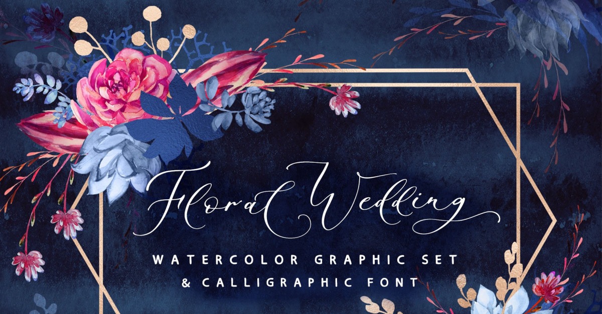 Floral wedding graphic + script font Corporate Identity