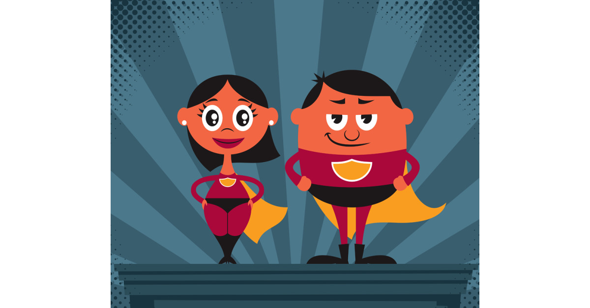 Superhero Couple Cartoon - Illustration - TemplateMonster