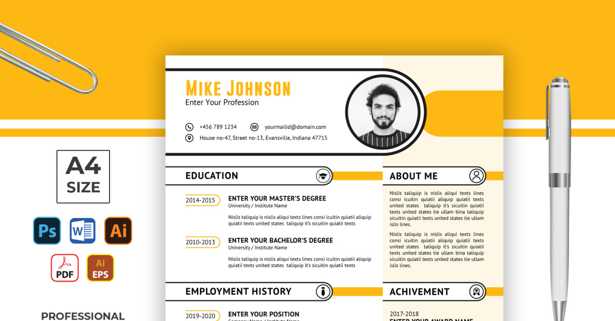 Mike Johnson Creative Professional CV Resume Template