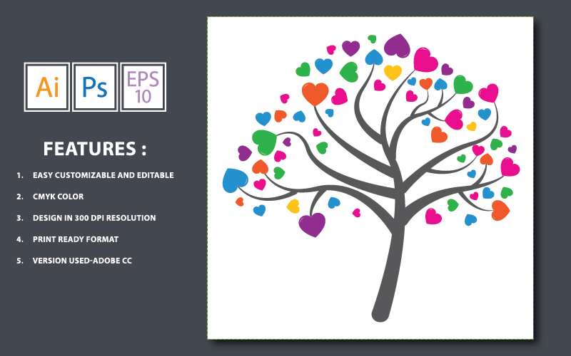 Love Tree Vector - Illustration #144988 - TemplateMonster