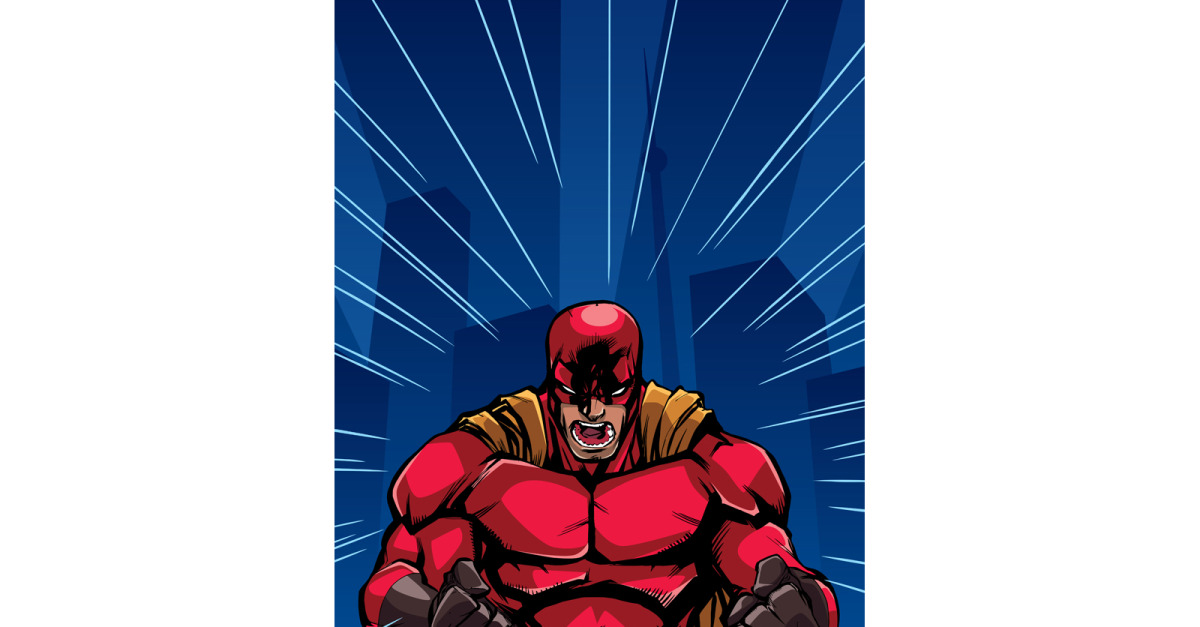 Screaming Superhero Background - Illustration