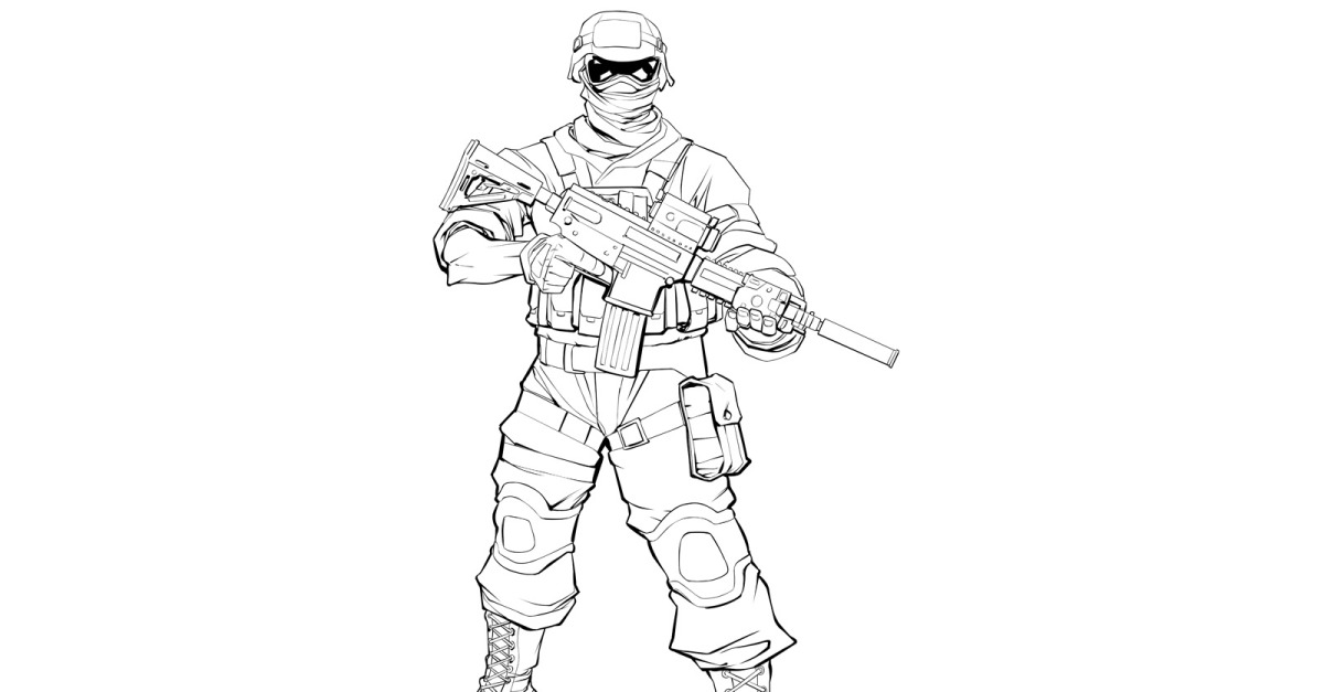 Soldier Line Art - Illustration #145554 - TemplateMonster