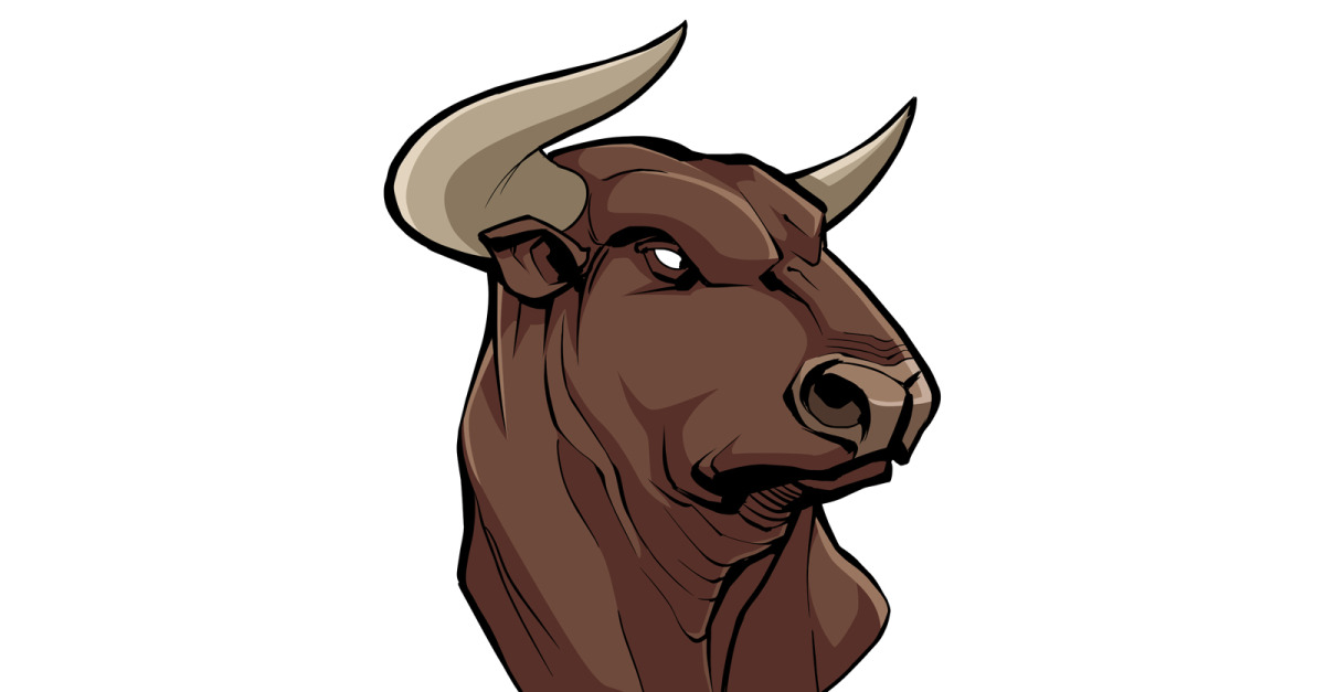 Tête de taureau sur blanc - Illustration - TemplateMonster