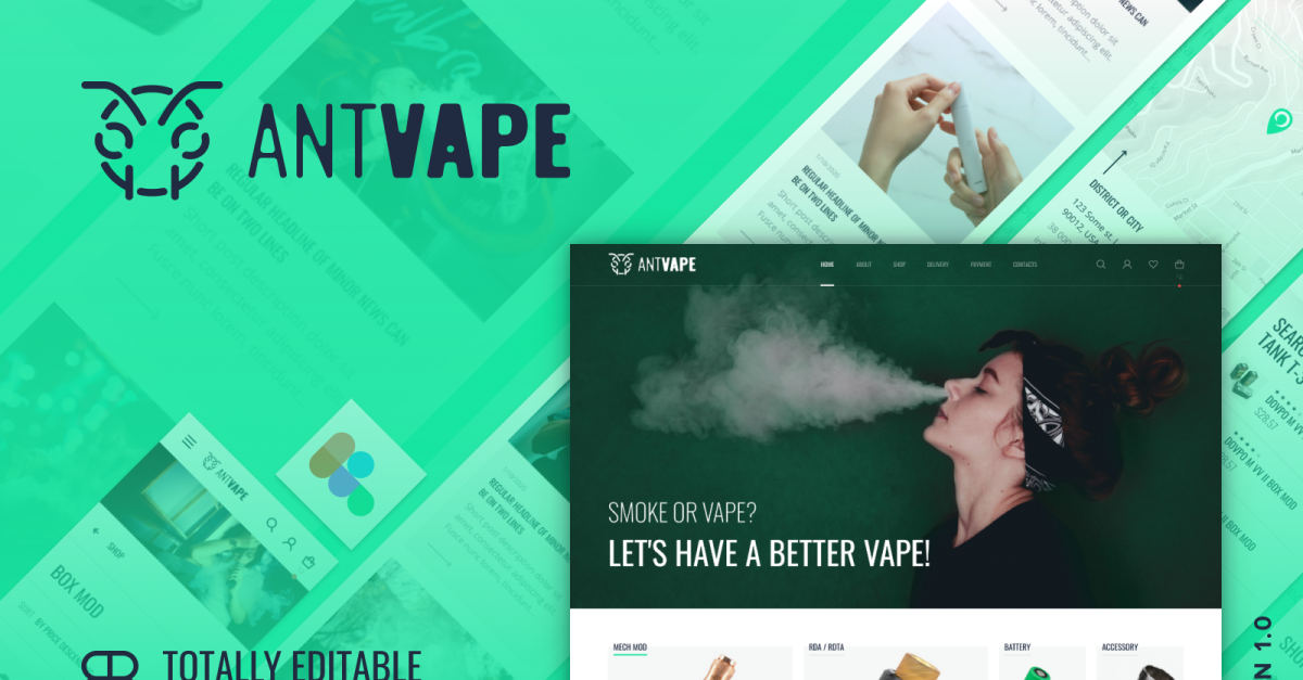 AntVape — Vape Shop UI Template #145716 - TemplateMonster