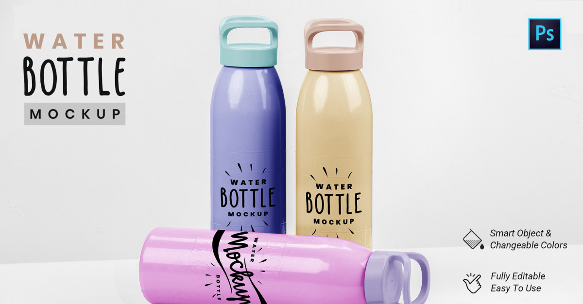 Water Bottle product mockup #146325 - TemplateMonster