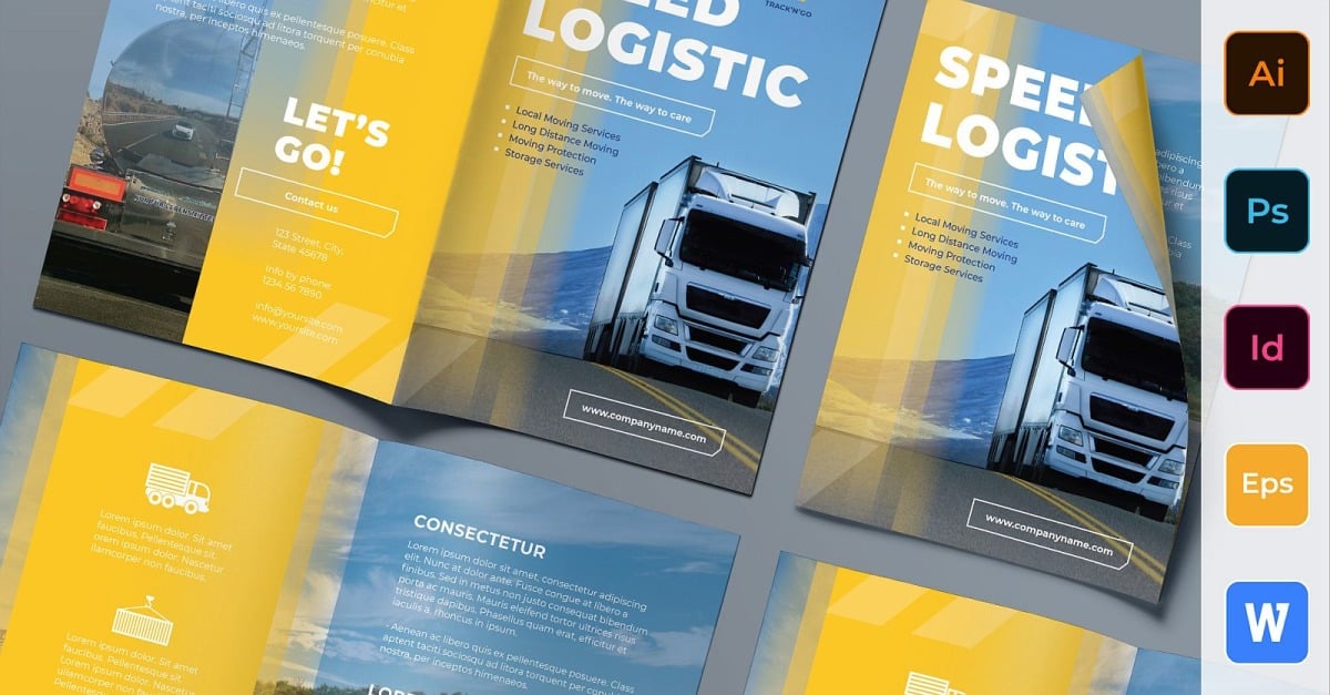 Trucking Logistics Brochure Bifold - Corporate Identity Template