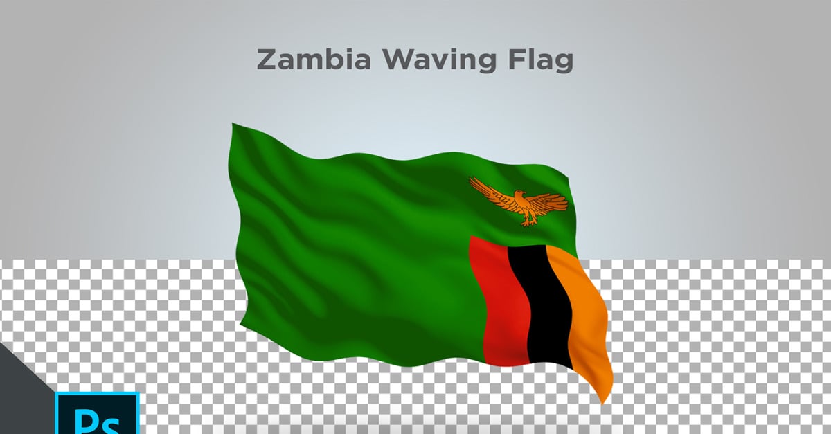 Sambia Wehende Flagge Illustration TemplateMonster