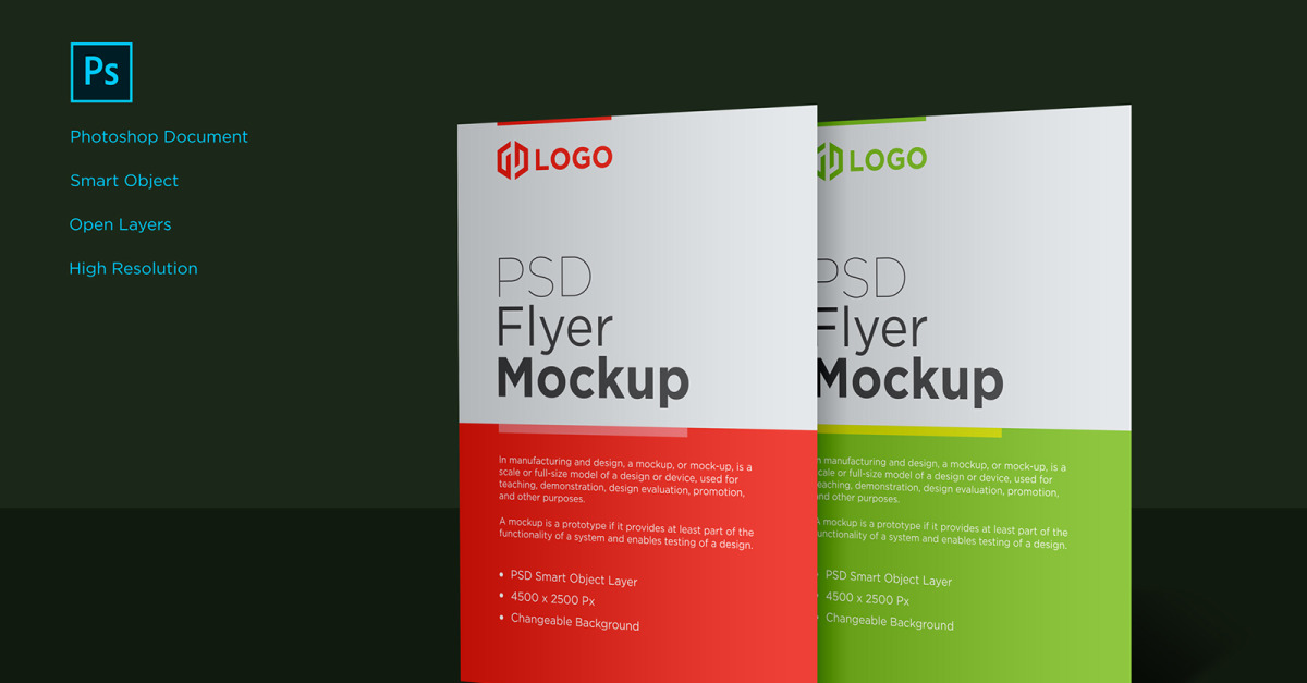 Standing two Flyer and Poster design Template product mockup