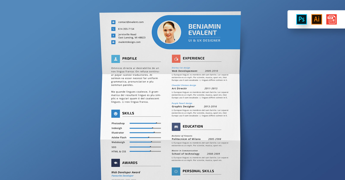 Modern CV Resume Template #148694 - TemplateMonster